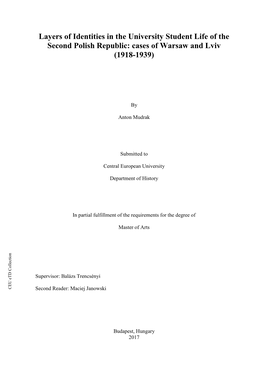 Layers of Identities in the University Student Life of the Second Polish Republic: Cases of Warsaw and Lviv (1918-1939)