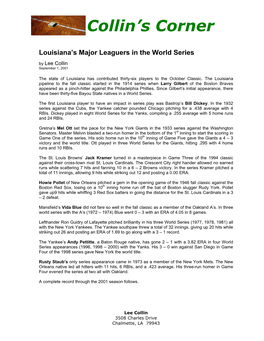 Louisiana's Major Leaguers in the World Series