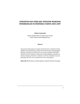 Struktur Dan Perilaku Industri Maskapai Penerbangan Di Indonesia Tahun 2003-2007