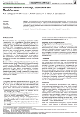 PDF (Taxonomic Revision of Ustilago, Sporisorium and Macalpinomyces )