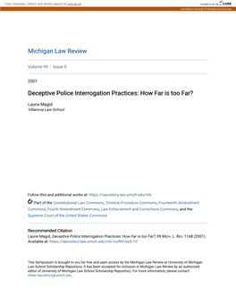 Deceptive Police Interrogation Practices: How Far Is Too Far?