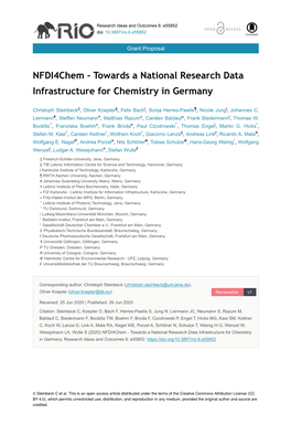 Towards a National Research Data Infrastructure for Chemistry in Germany