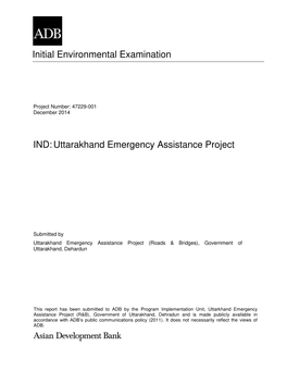 Initial Environmental Examination IND:Uttarakhand Emergency