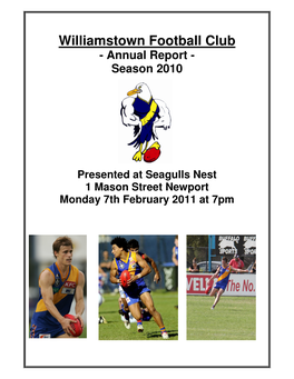 Williamstown Football Club - Annual Report - Season 2010