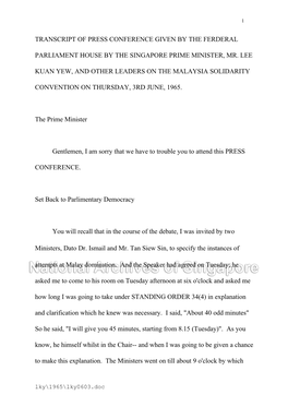 Transcript of Press Conference Given by the Ferderal