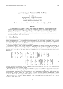 LU Factoring of Non-Invertible Matrices