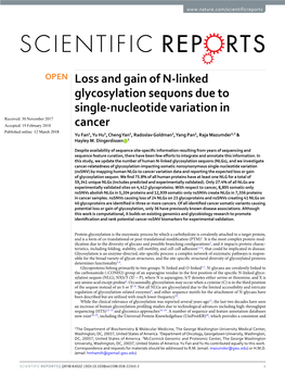 Loss and Gain of N-Linked Glycosylation Sequons Due to Single