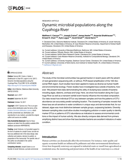Dynamic Microbial Populations Along the Cuyahoga River