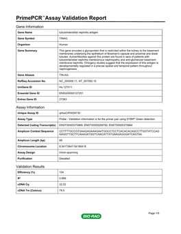 Primepcr™Assay Validation Report