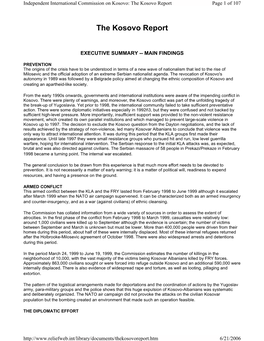 The Kosovo Report Page 1 of 107