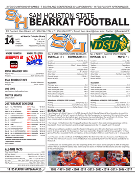 Sam Houston Game Notes