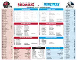 Buccaneers Offense Panthers Offense