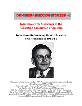 Interviews Referencing Rupert B. Vance PAA President in 1951-52