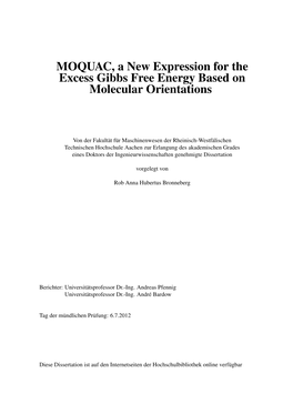 MOQUAC, a New Expression for the Excess Gibbs Free Energy Based on Molecular Orientations