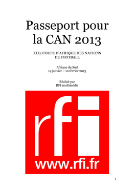 Passeport Pour La CAN 2013