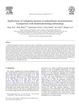 Applications of Stalagmite Laminae to Paleoclimate Reconstructions: Comparison with Dendrochronology/Climatology