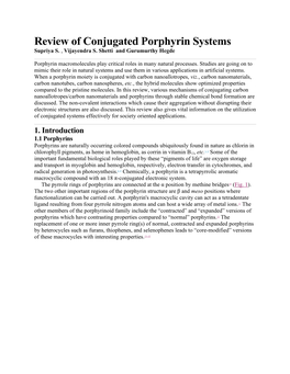 Review of Conjugated Porphyrin Systems Supriya S