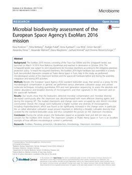 Microbial Biodiversity Assessment of The