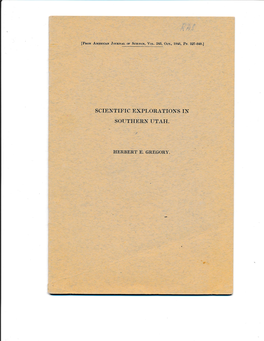 SCIENTIFIC EXPLORA'iions in SOUI'hern UTAH. American Journal of Science Octoben 1945