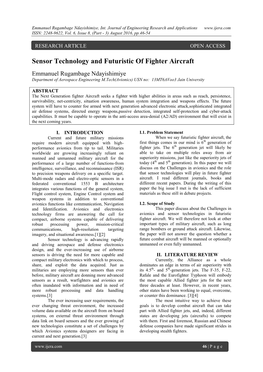 Sensor Technology and Futuristic of Fighter Aircraft