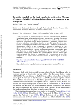 Terrestrial Isopods from the Oued Laou Basin, North-Eastern