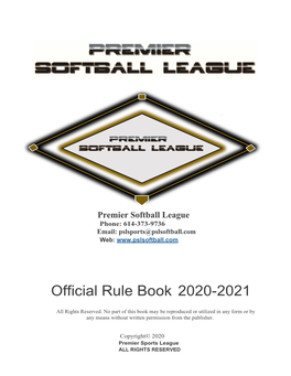 Official Rule Book 2020-2021