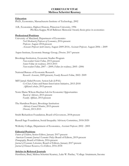 CURRICULUM VITAE Melissa Schettini Kearney