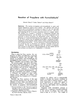 Reaction of Propylene with Formaldehyde*