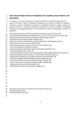 Close Cassini Flybys of Saturn's Ring Moons Pan, Daphnis, Atlas, Pandora, and Epimetheus