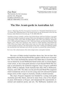 The Slav Avant-Garde in Australian Art