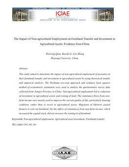 QIAN-The Impact of Non-Agricultural Employment on Farmland Transfer