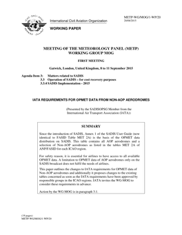 Meeting of the Meteorology Panel (Metp) Working Group Mog