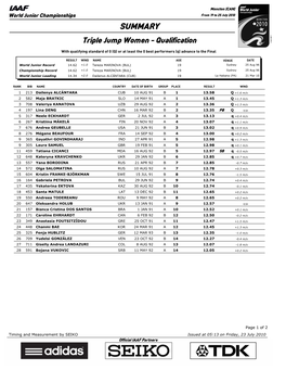 SUMMARY Triple Jump Women - Qualification