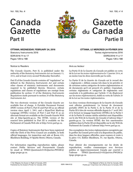 Canada Gazette, Part II