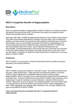 NGLY1-Congenital Disorder of Deglycosylation