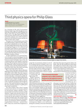 Third Physics Opera for Philip Glass