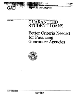 HRD-86-57 Guaranteed Student Loans