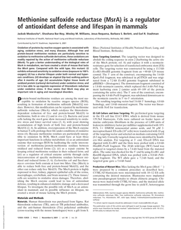 Methionine Sulfoxide Reductase (Msra) Is a Regulator of Antioxidant Defense and Lifespan in Mammals