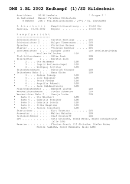 Protokoll DMS 1. Bundesliga 2002, 16. Und 17. Februar 2002