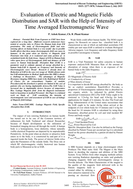 Evaluation of Electric and Magnetic Fields Distribution and SAR with the Help of Intensity of Time Averaged Electromagnetic Wave