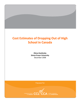 Cost Estimates of Dropping out of High School in Canada