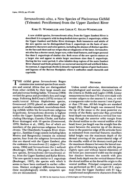 Serranochromis Altus, a New Species of Piscivorous Cichlid