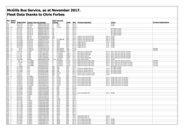 Mcgills Bus Service, As at November 2017. Fleet Data Thanks to Chris Forbes