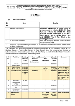 Proposed Expansion of Steel Plant by Enhancemen