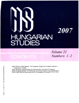 Hungarian Studies 21. (2007)