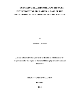 Enhancing Health Campaigns Through Environmental Education: a Case of the ‘Keep Zambia Clean and Healthy’ Programme
