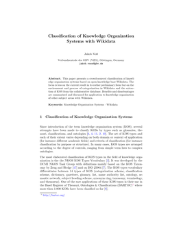 Classification of Knowledge Organization Systems with Wikidata