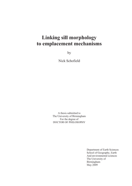 Linking Sill Morphology to Emplacement Mechanisms