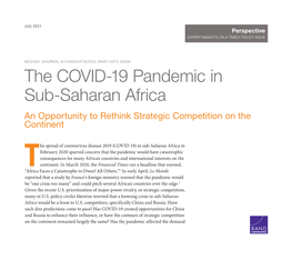 The COVID-19 Pandemic in Sub-Saharan Africa an Opportunity to Rethink Strategic Competition on the Continent