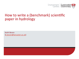 Benchmark) Scien�ﬁc Paper in Hydrology